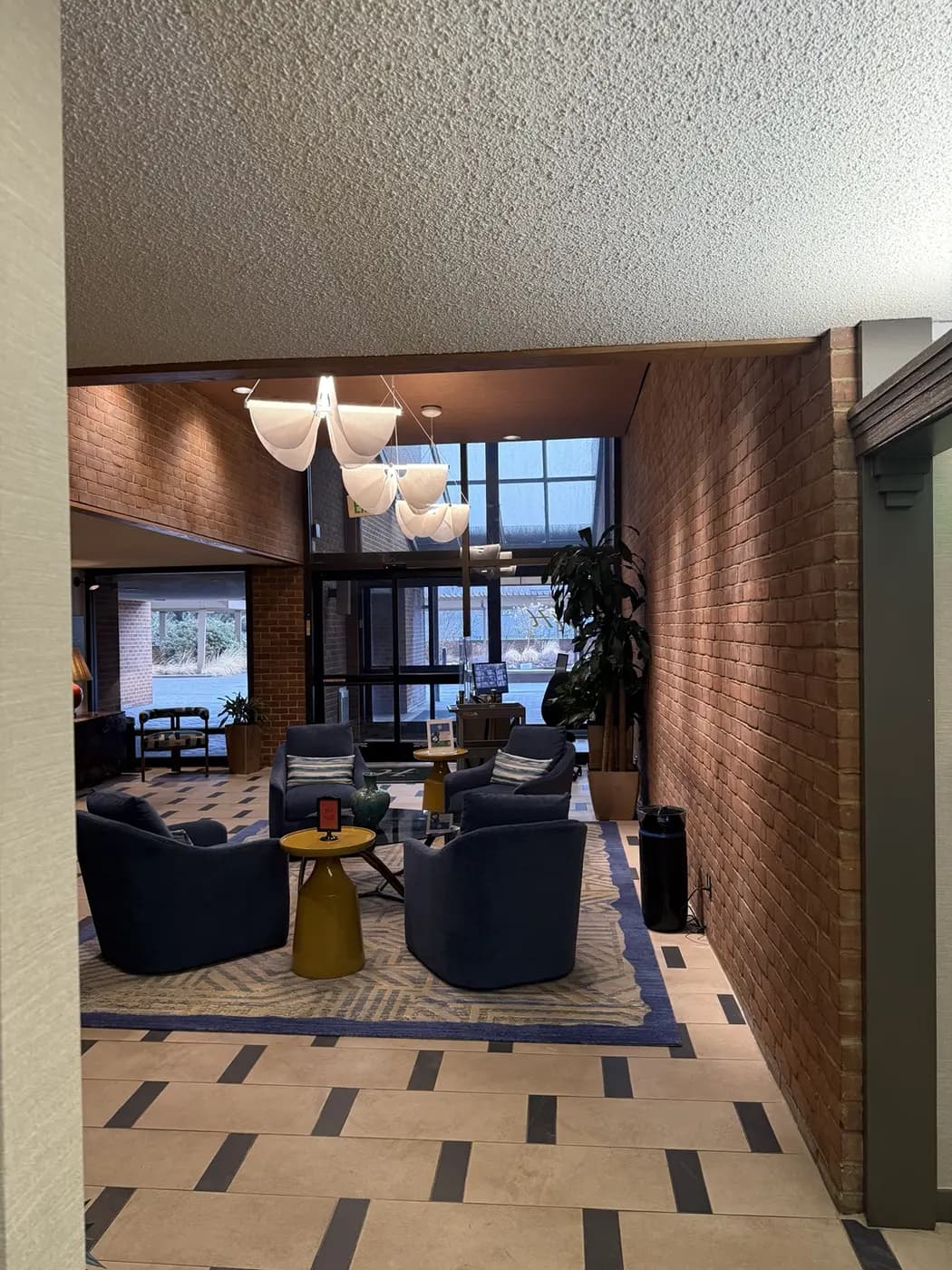 Commercial lobby with seating and finished floors