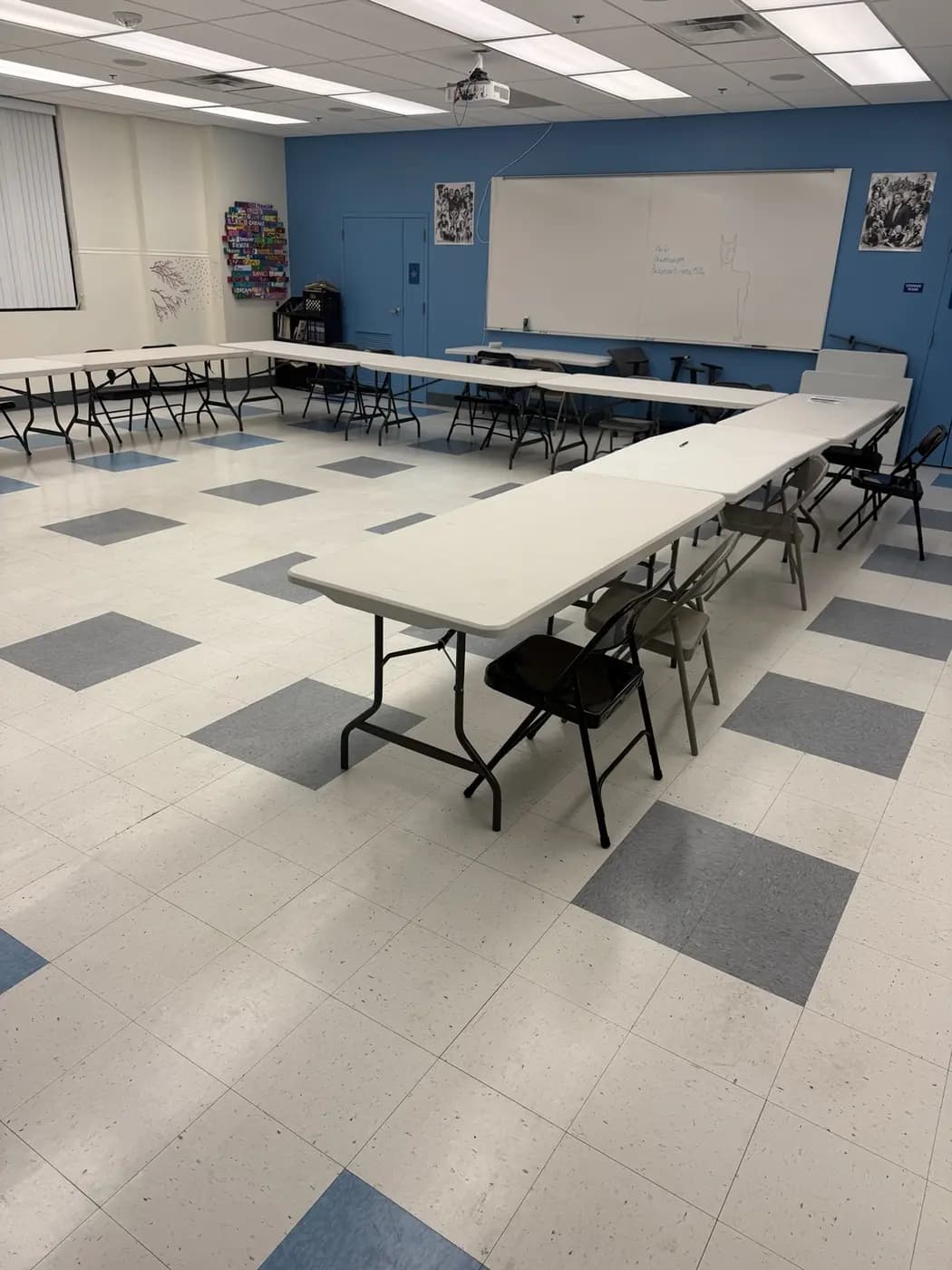 Commercial VCT floor in a multipurpose room